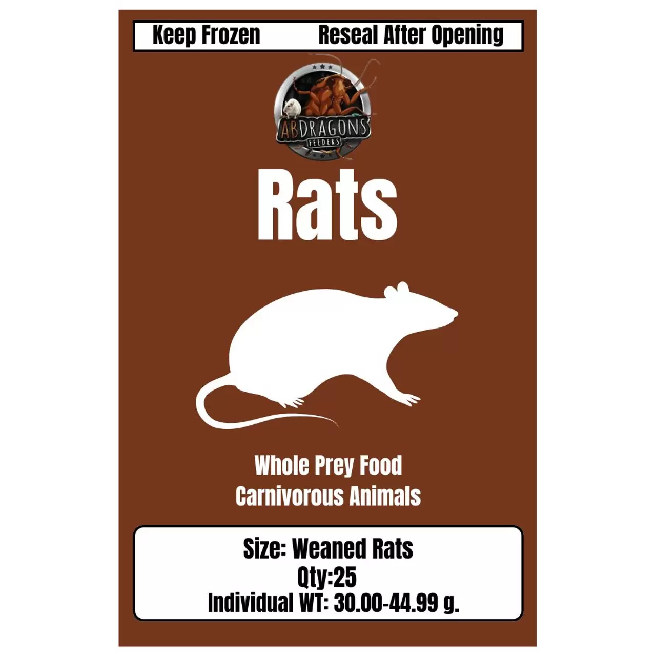 Weaned Rats (25 Per Bag)